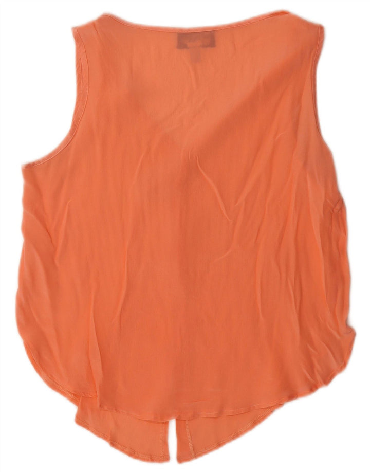 vintage Womens Vest Top UK 14 Grande Soie Orange