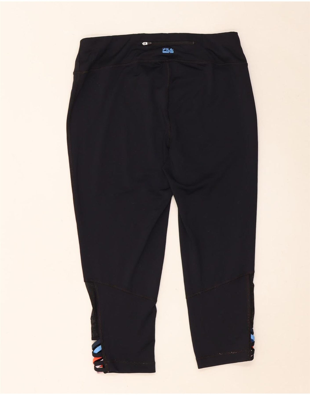 FILA Legging Capri Femme UK 14 Large Bleu Marine Colorblock Polyester