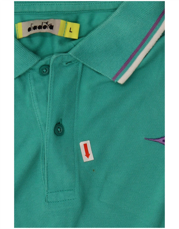 Diadora Polo Homme Large Turquoise Coton