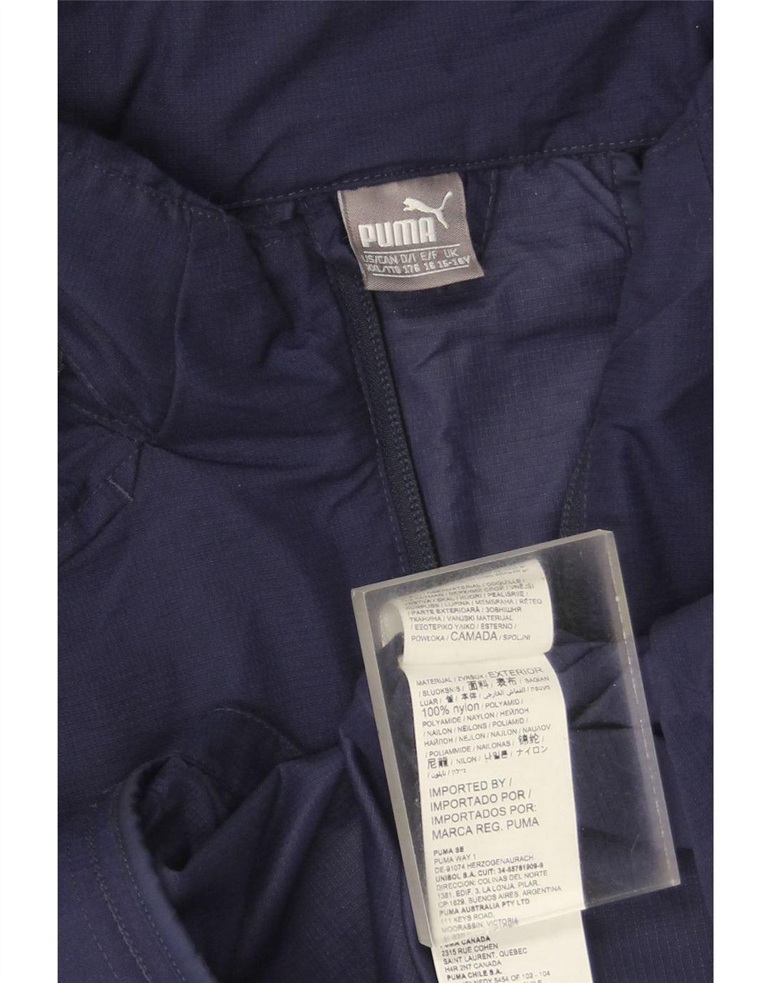 Puma Veste de Pluie à Capuche Garçon 15-16 ans Bleu Marine Nylon