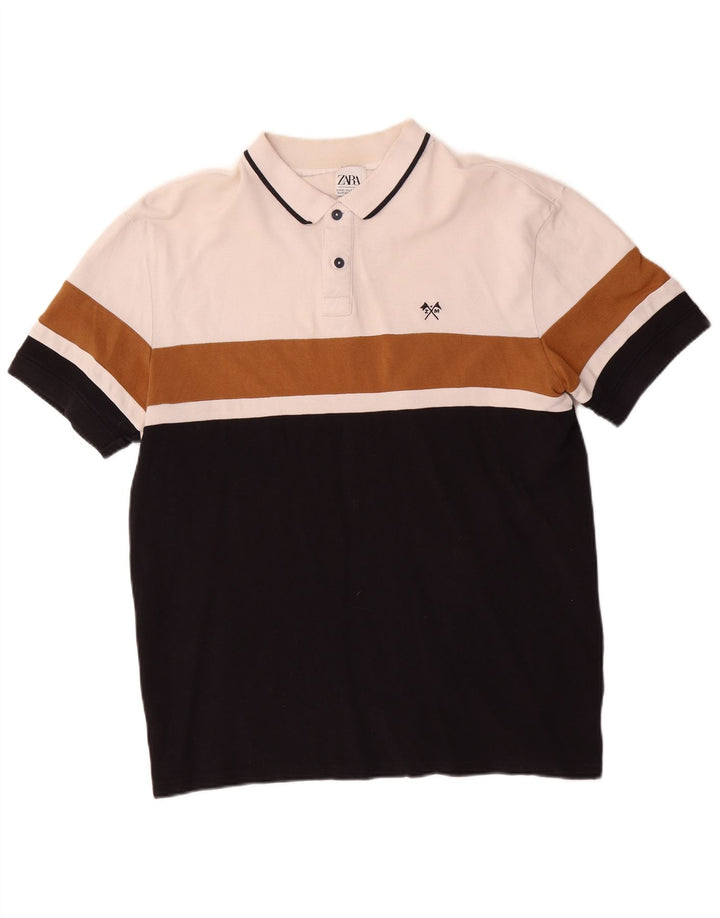 Zara Polo Homme XL Blanc Colorblock