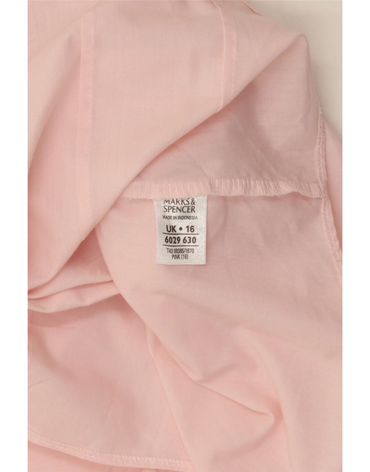 MARKS & SPENCER Womens 3/4 Sleeve Shirt Blouse UK 16 Large Pink Polyester Vintage Marks & Spencer and Second-Hand Marks & Spencer from Messina Hembry 
