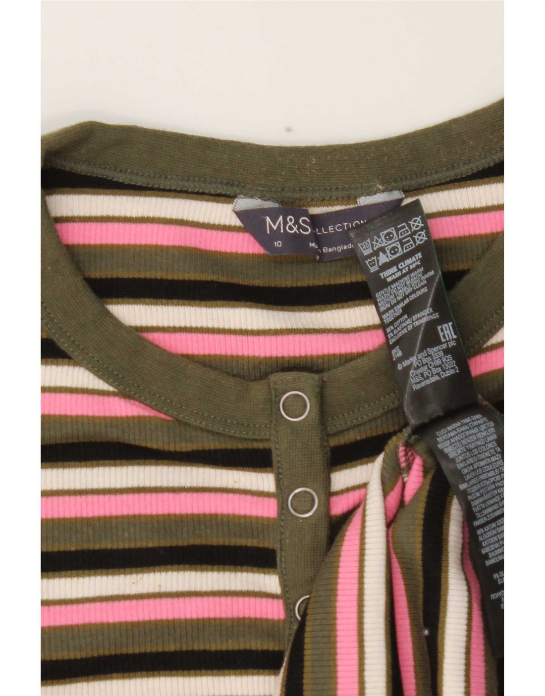Marks & Spencer Haut à manches longues pour femme UK 10 Petit rayé multicolore