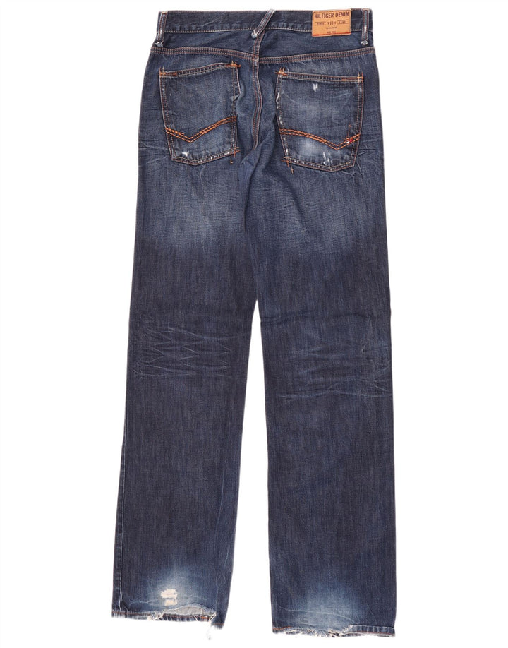Tommy Hilfiger Jean droit vieilli pour homme W31 L36 Bleu