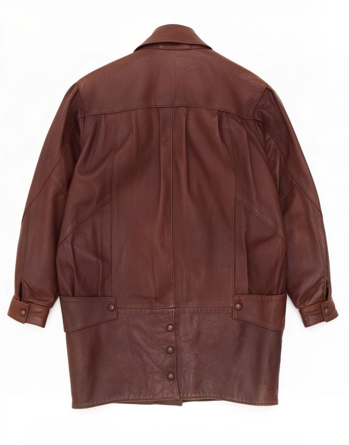 Sardar Manteau en cuir surdimensionné pour femme UK 10 Petit Marron