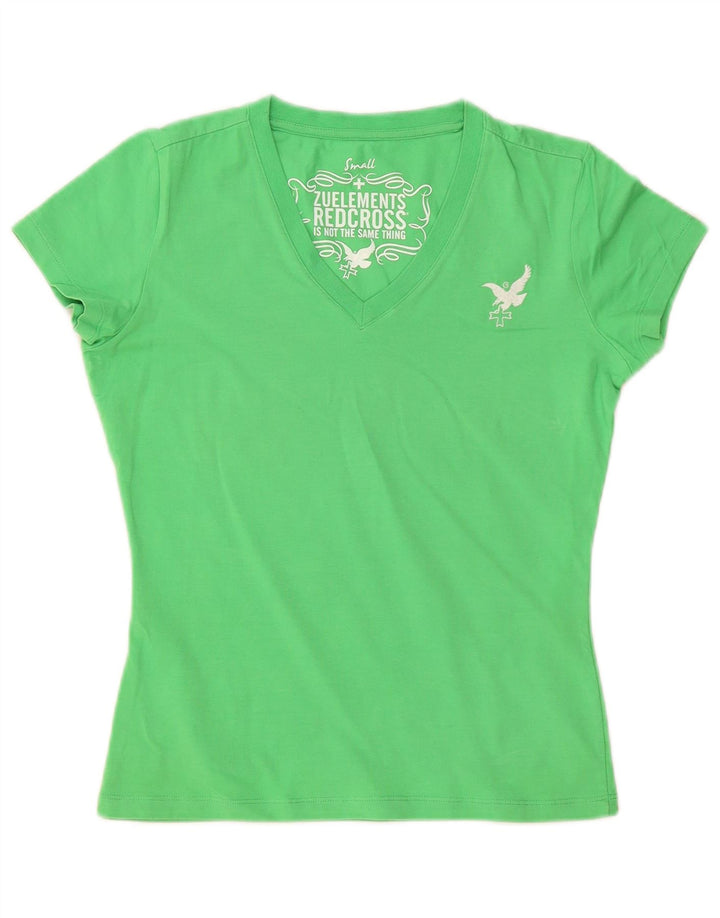 Zu Elements T-shirt graphique pour femme UK 10 Petit coton vert