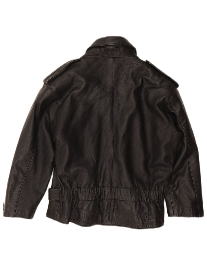ROCKHILL Womens Crop Leather Biker Jacket UK 18 XL Black Leather