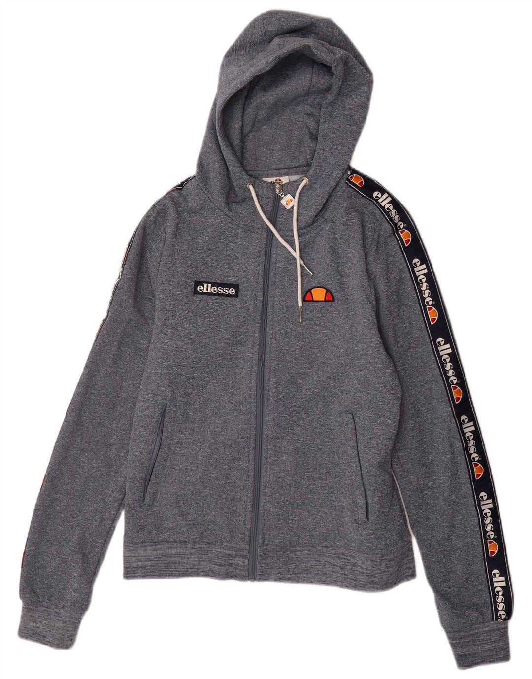ELLESSE Womens Graphic Zip Hoodie Sweater UK 10 Small Navy Blue Polyester