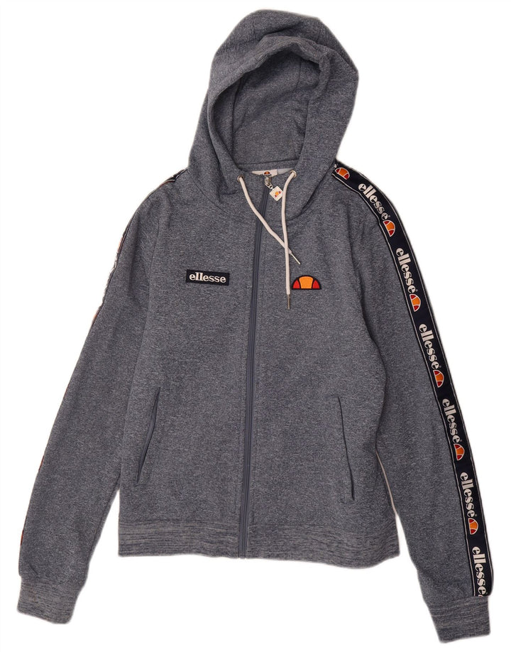 ELLESSE Womens Graphic Zip Hoodie Sweater UK 10 Small Navy Blue Polyester