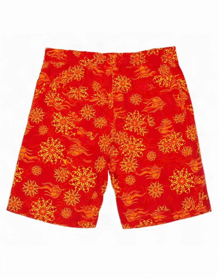 Brugi Short de Bain à Motif Abstrait pour Homme en Nylon Rouge Large