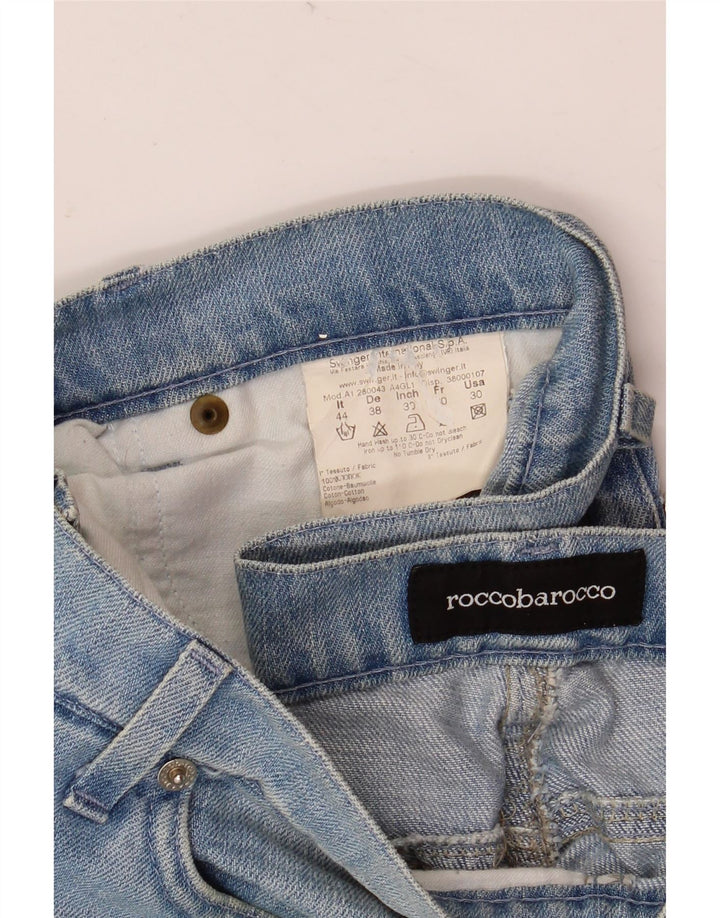 Roccobarocco Jean Bootcut Femme IT 44 Moyen W32 L33 Bleu Coton Floral