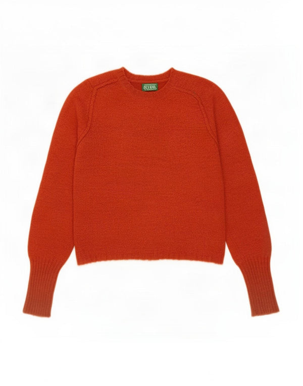 Benetton Pull court à col rond pour femme UK 10 Petit Acrylique Orange