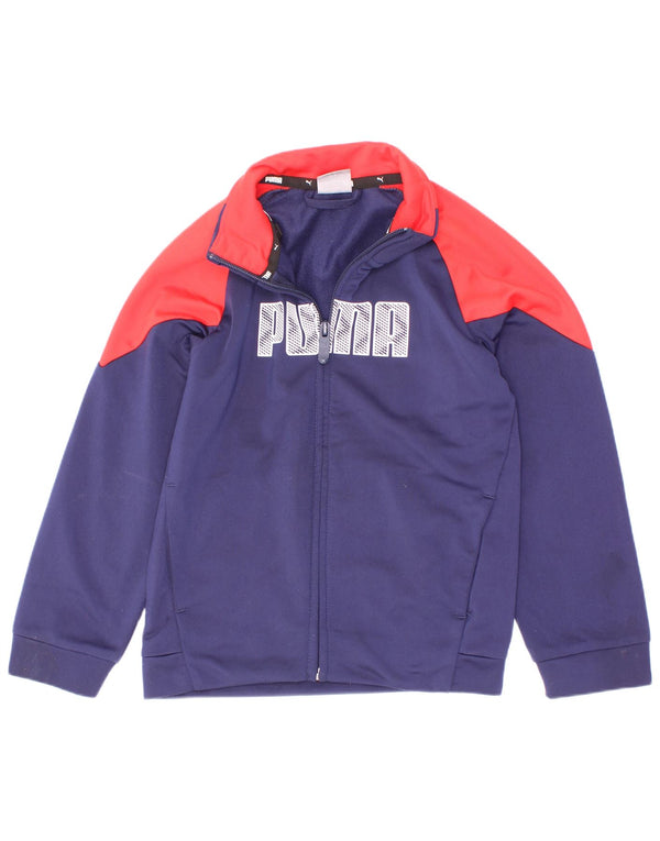 Puma Veste de survêtement graphique pour garçon 5-6 ans Bleu marine Colourblock