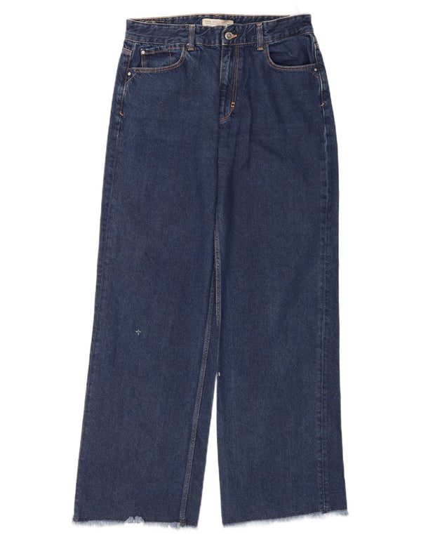 Zara Jean large pour femme EU 38 Small W28 L31 Bleu marine Coton