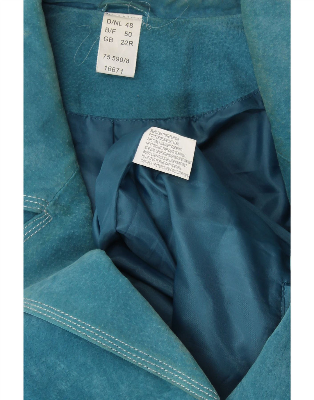 VINTAGE Femme 4 Boutons Blazer En Daim Veste UK 22 3XL Cuir Bleu