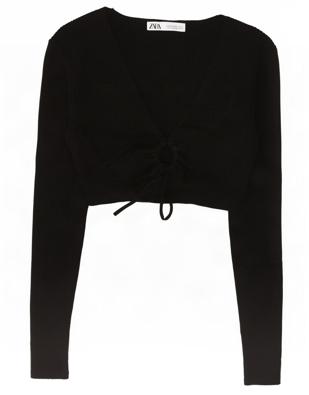 Zara Haut court à manches longues pour femme UK 12 Viscose noir moyen