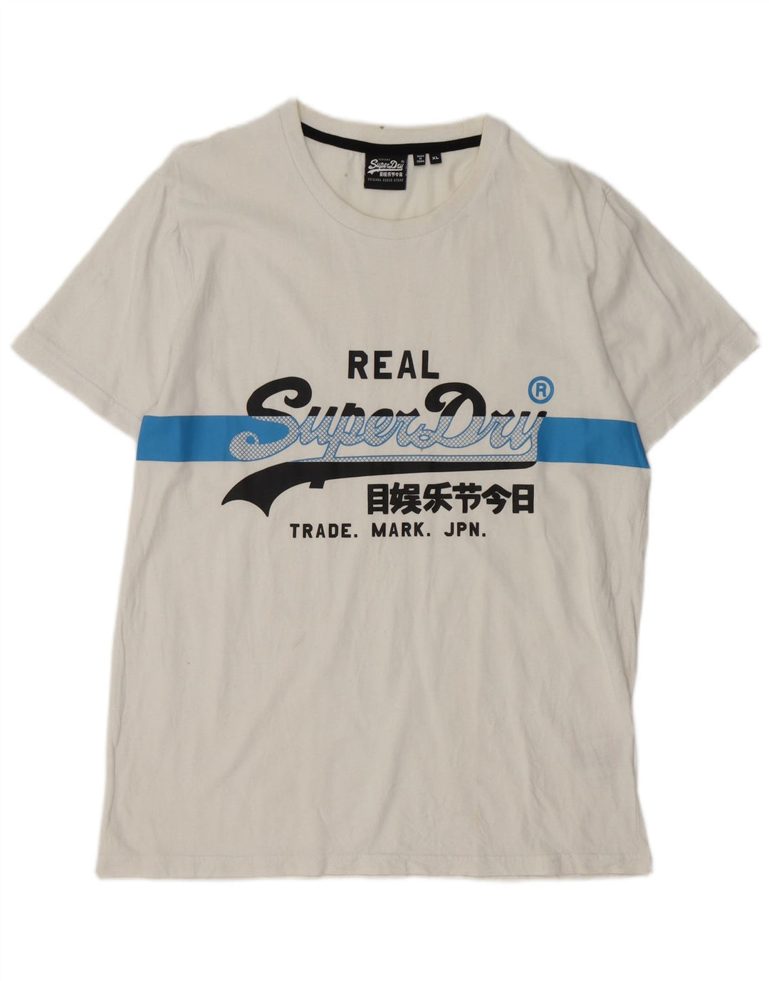 SUPERDRY T-Shirt Graphique Homme Top XL Blanc Coton