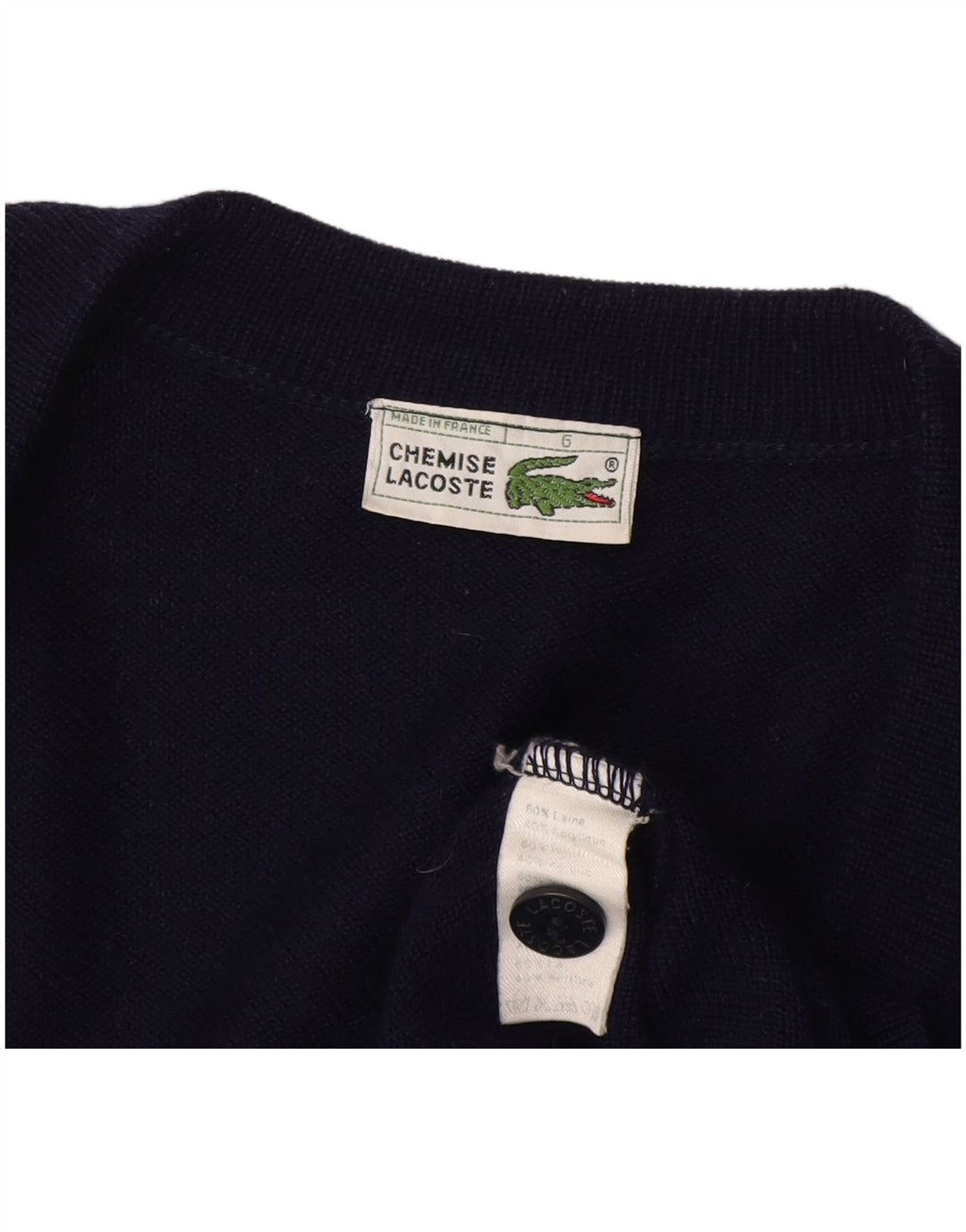 Lacoste Homme Cardigan Pull Taille 6 XL Bleu Marine Laine
