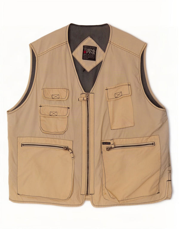 Think Pink Gilet utilitaire pour homme UK 42 XL Beige