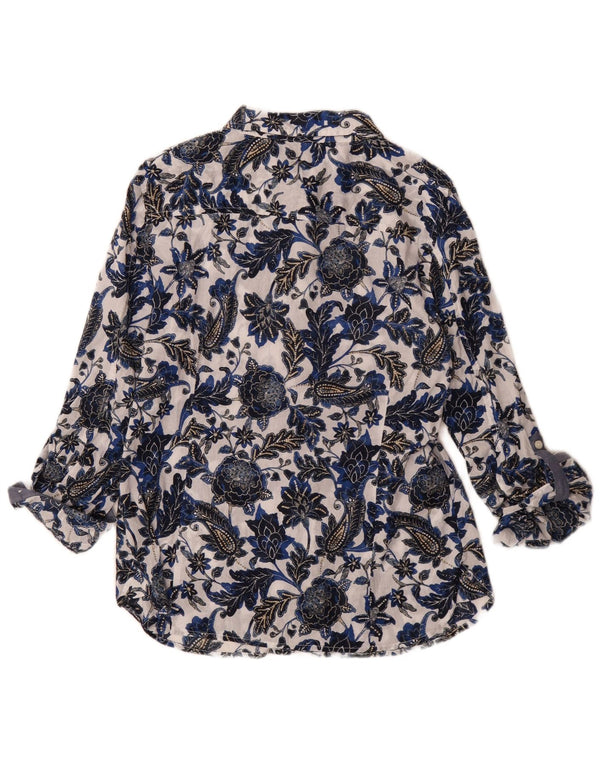 Tommy Hilfiger Womens Shirt UK 14 Medium Navy Blue Floral Cotton