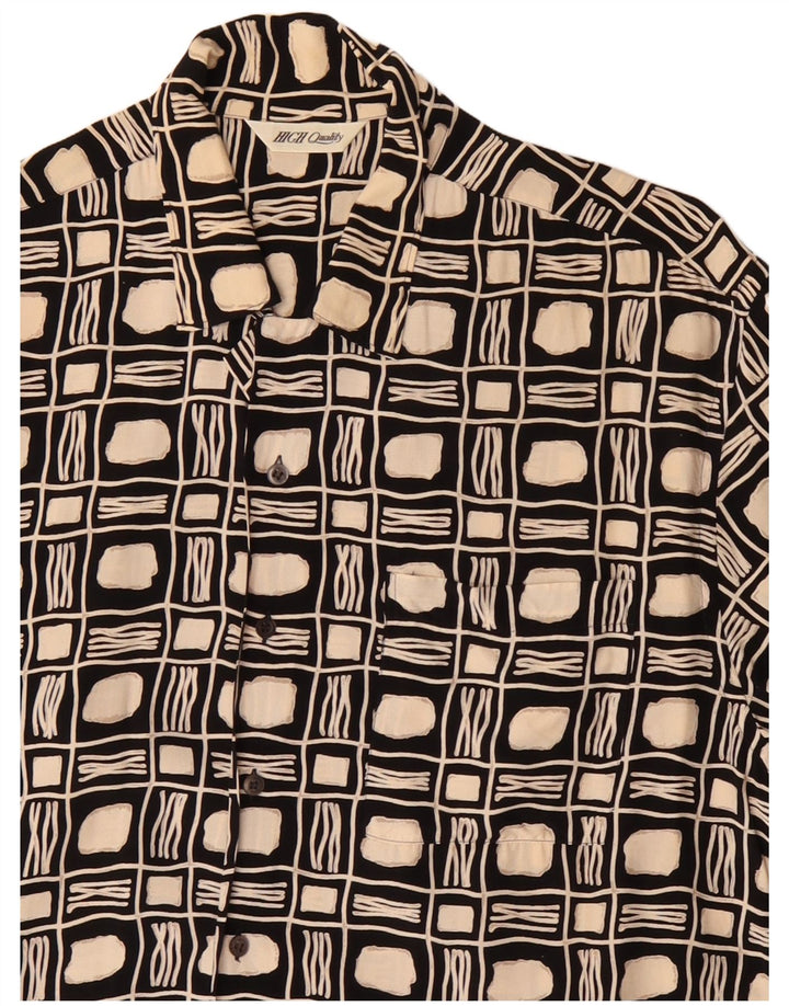 vintage Chemise à manches courtes pour hommes Grand Noir Géométrique