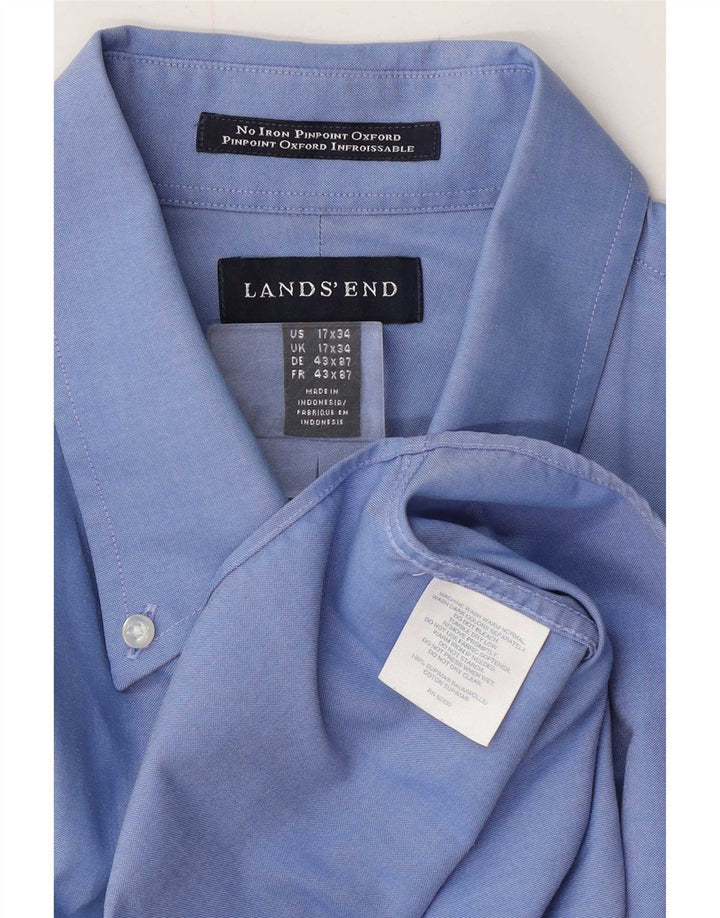 Lands End Chemise Homme Taille 17 43 XL Coton Bleu