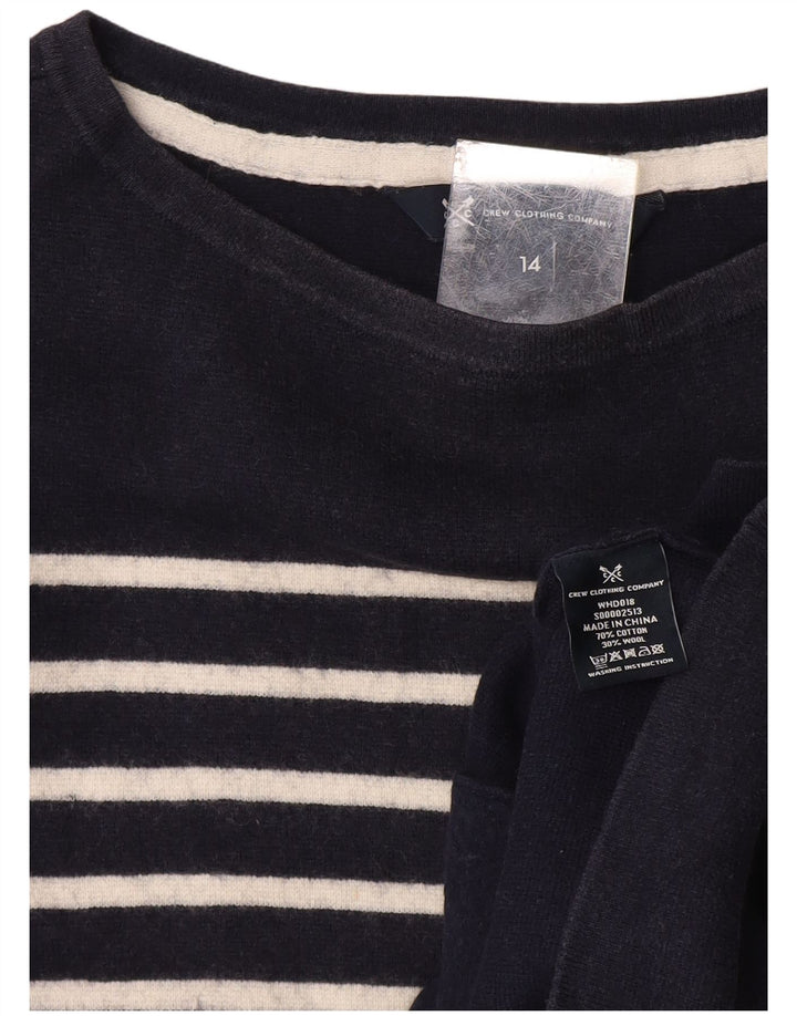 CREW CLOTHING Pull col bateau pour femme UK 14 Bleu marine moyen