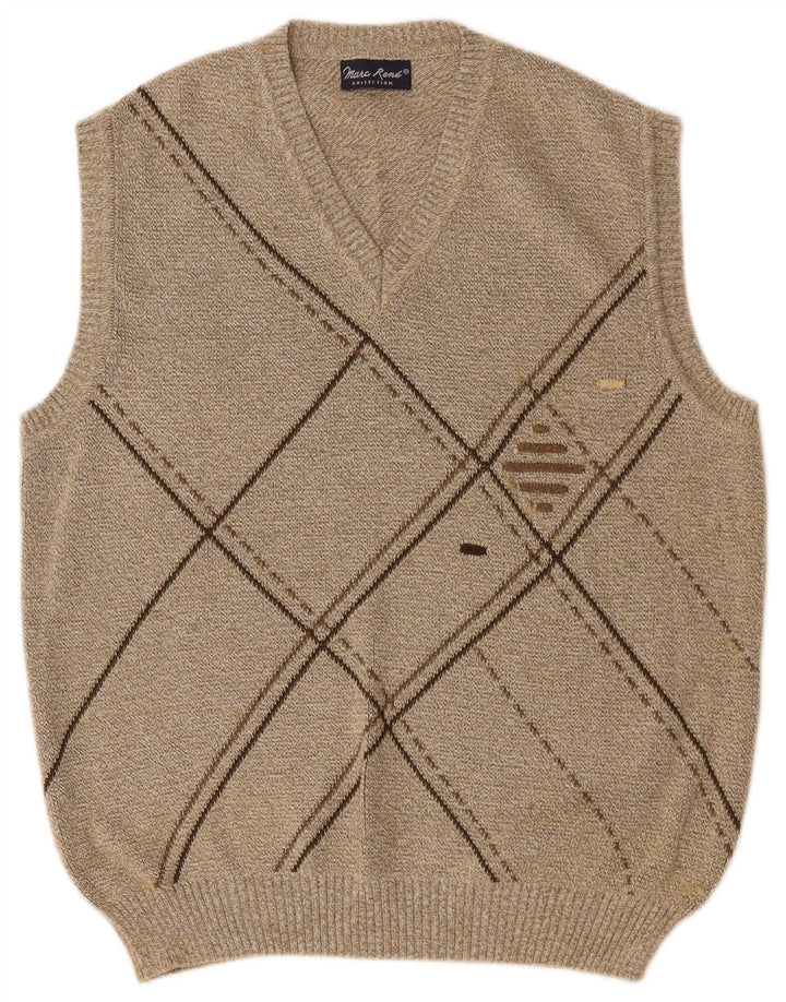 MARC RENE Débardeur Homme IT 48 Beige Moyen Argyle/Diamant Coton