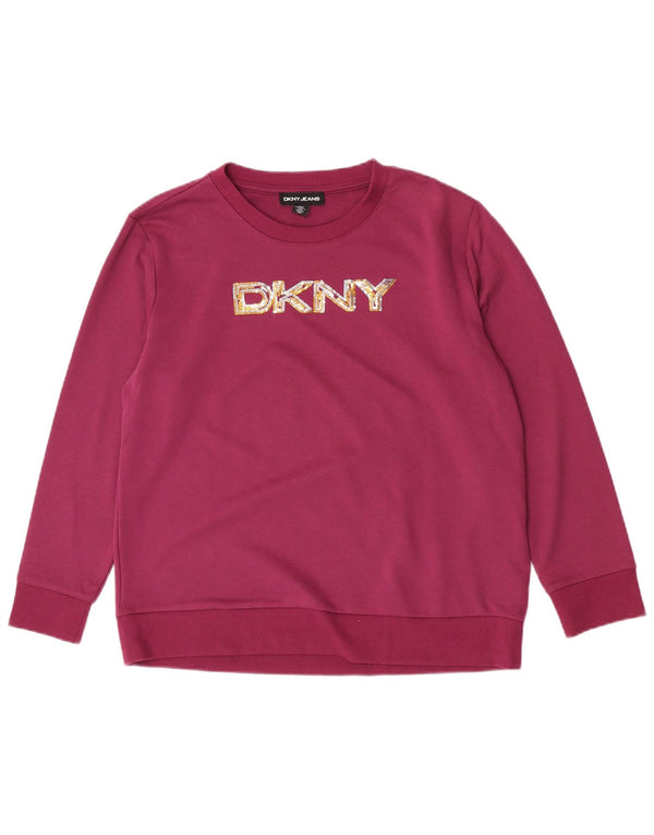 Dkny Sweat-shirt graphique pour femme UK 14 en coton violet moyen