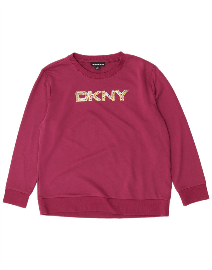 Dkny Sweat-shirt graphique pour femme UK 14 en coton violet moyen