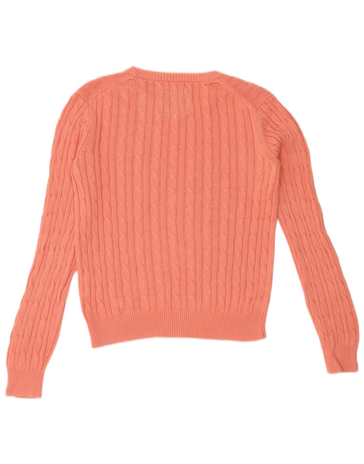 JACK WILLS Pull court à col rond pour femme UK 10 Petit coton rose