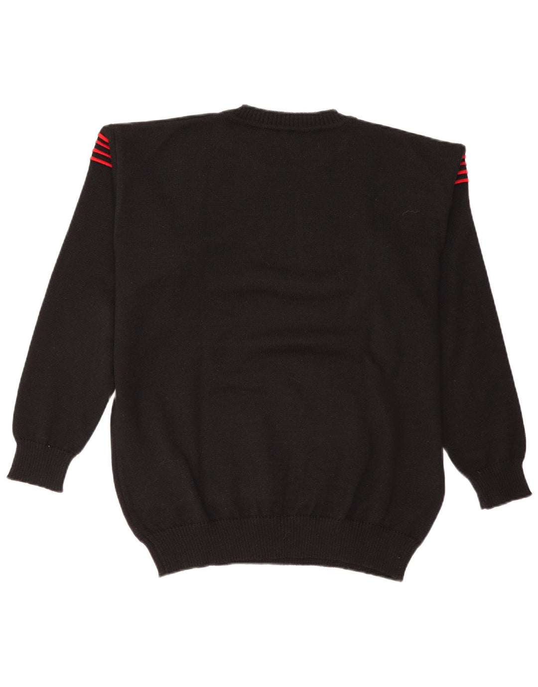 vintage Mens Crew Neck Jumper Pull UK 38/40 Moyen Noir Rayé