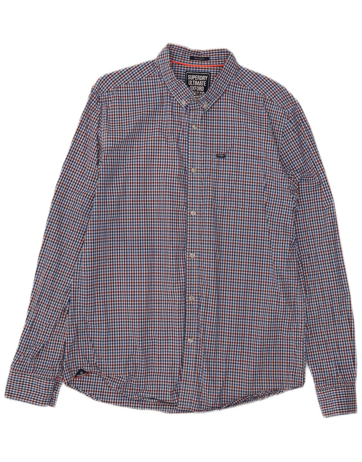 Superdry Chemise Regular Fit XL Bleu Vichy Coton