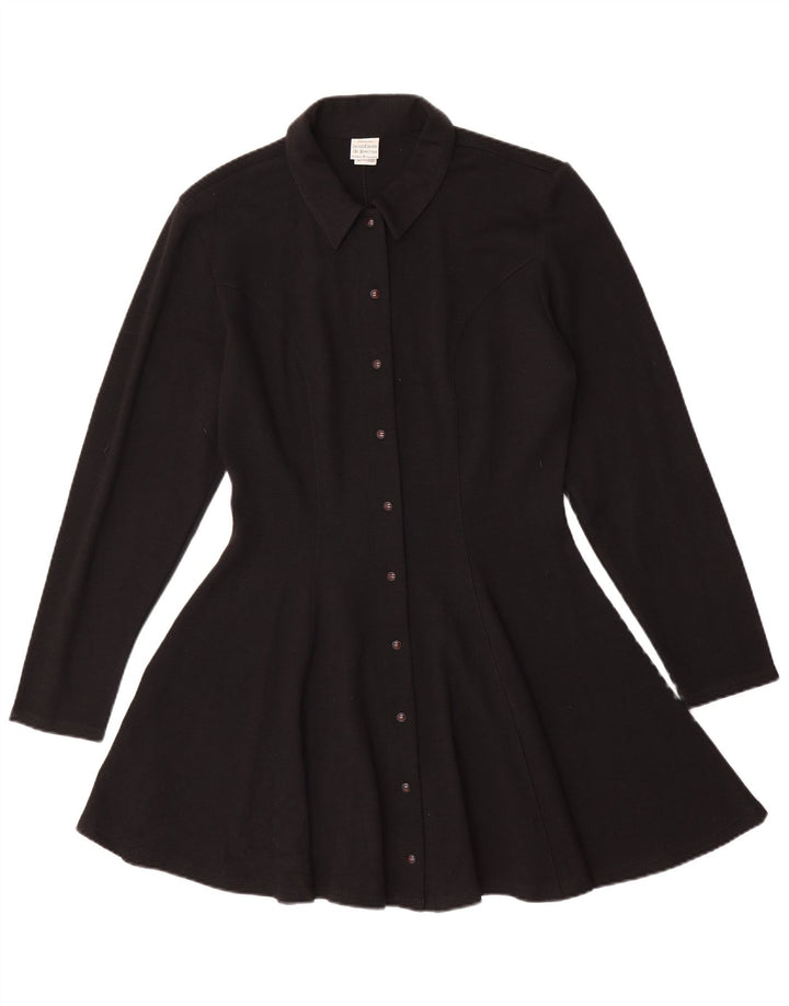 Benetton Robe chemise en tricot pour femme UK 44 Laine noire moyenne