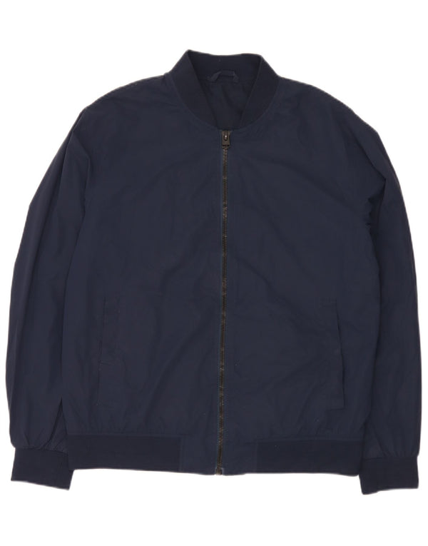 Zara Veste Bomber Homme UK 40 Large Bleu Marine Polyester