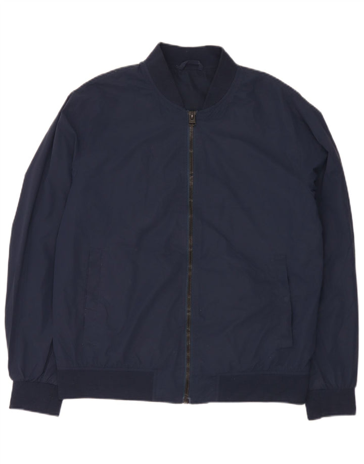Zara Veste Bomber Homme UK 40 Large Bleu Marine Polyester