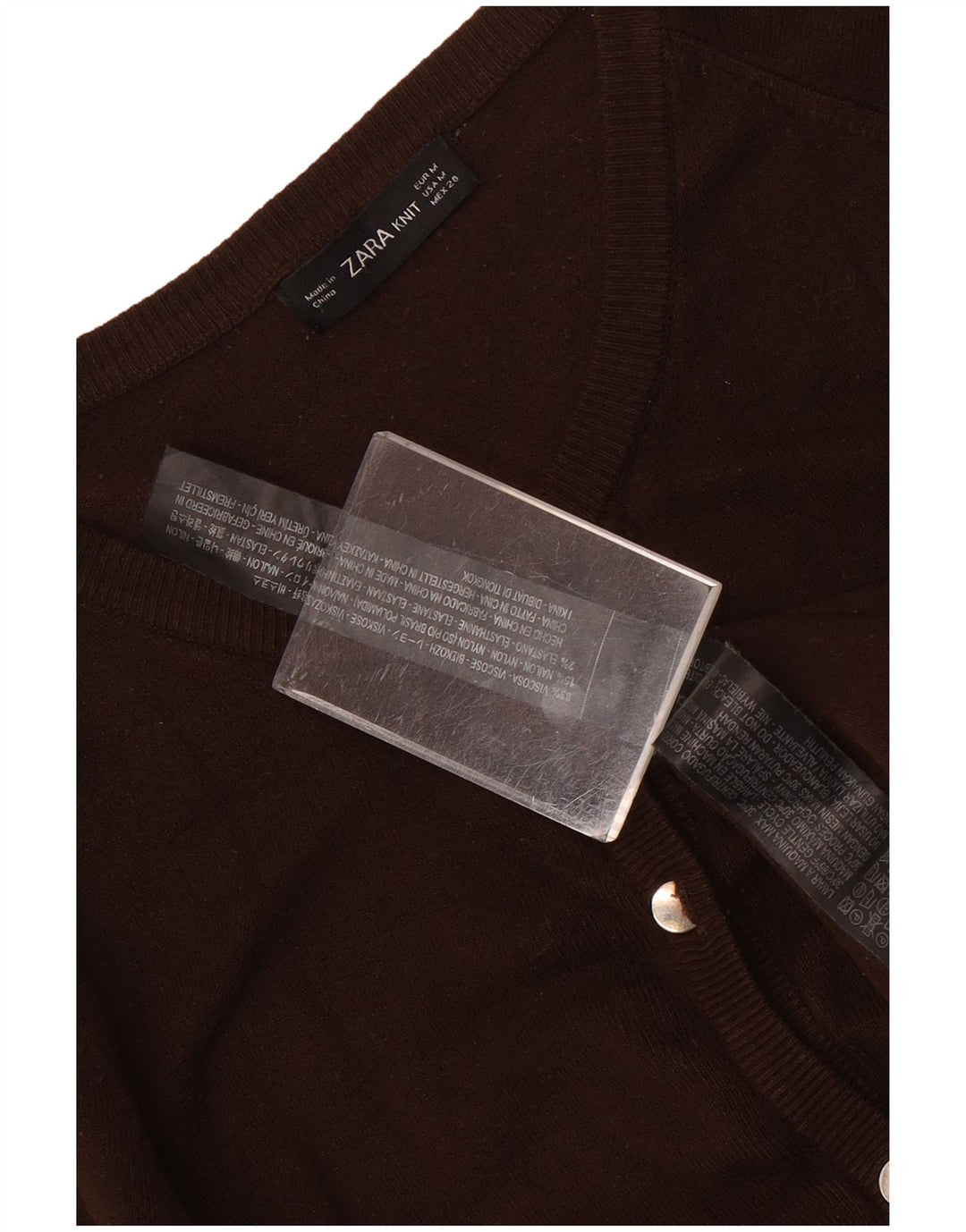 Zara Cardigan Femme Pull UK 12 Viscose Marron Moyen