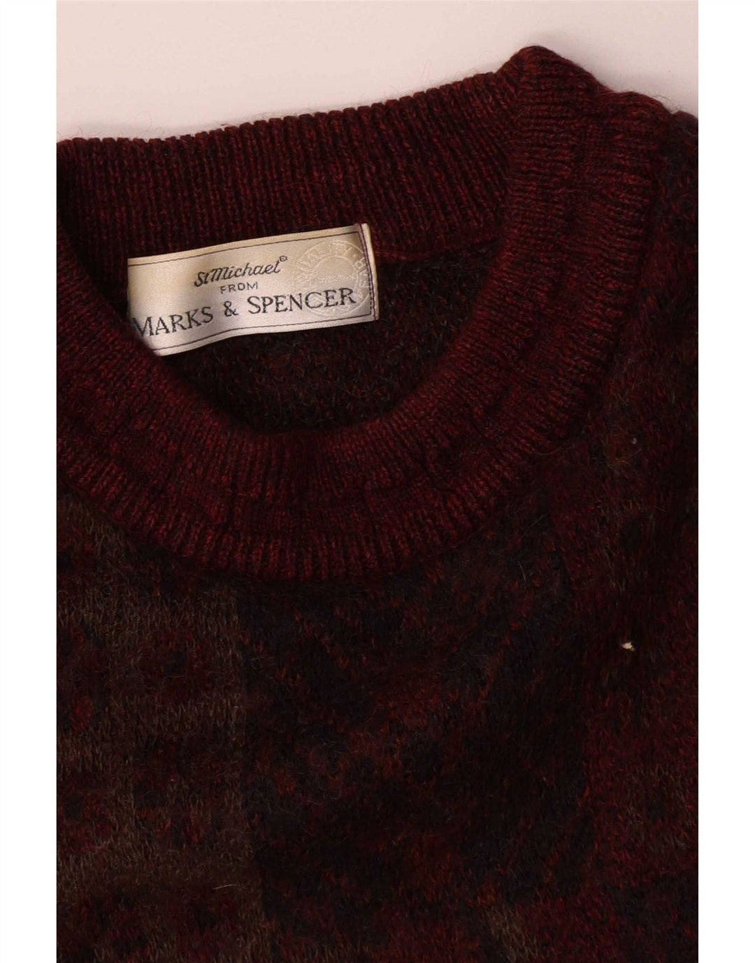 Marks & Spencer Pull St. Michael Crew Neck Jumper Homme Bordeaux Moyen