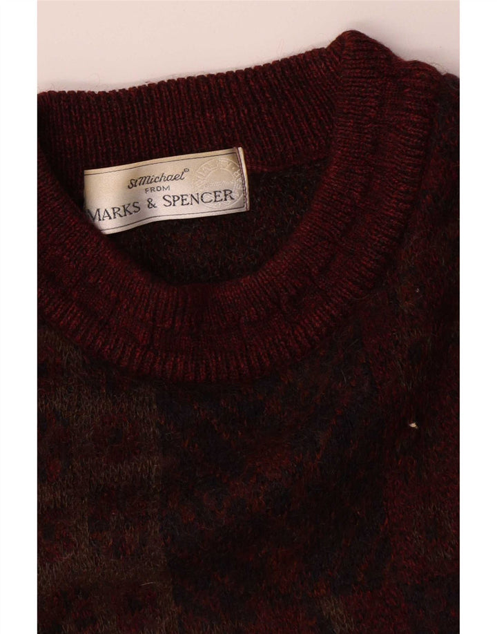 Marks & Spencer Pull St. Michael Crew Neck Jumper Homme Bordeaux Moyen