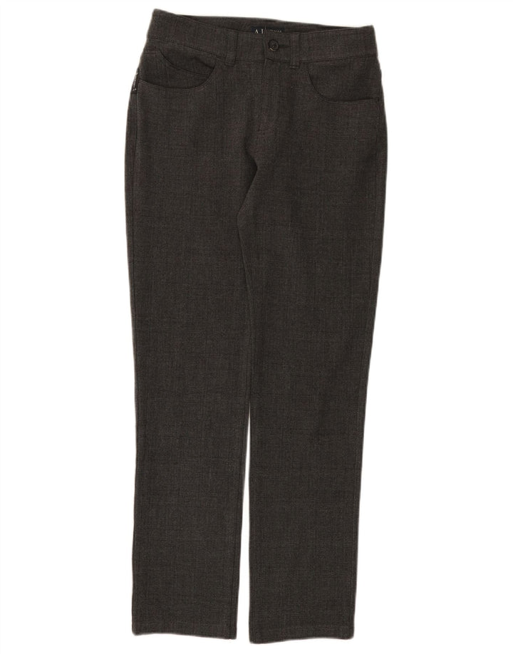 Armani Pantalon décontracté slim pour femme W26 L28 Gris à carreaux Polyester