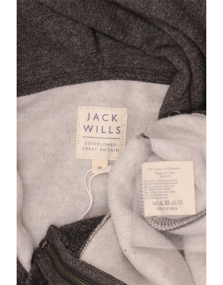 Jack Wills Pull à capuche zippé pour homme en coton moucheté gris moyen
