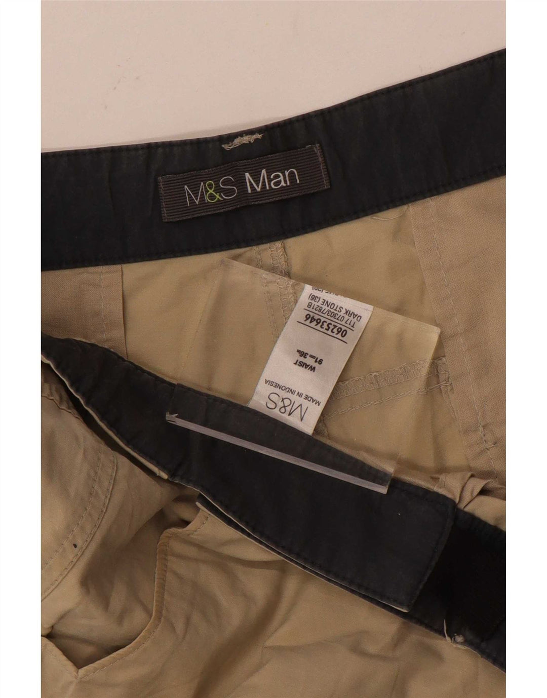 Marks & Spencer Short cargo pour homme W36 Grand coton beige