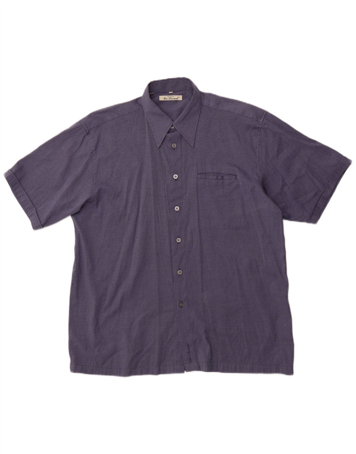 BEN SHERMAN Chemise à manches courtes pour hommes XL Bleu à fines rayures