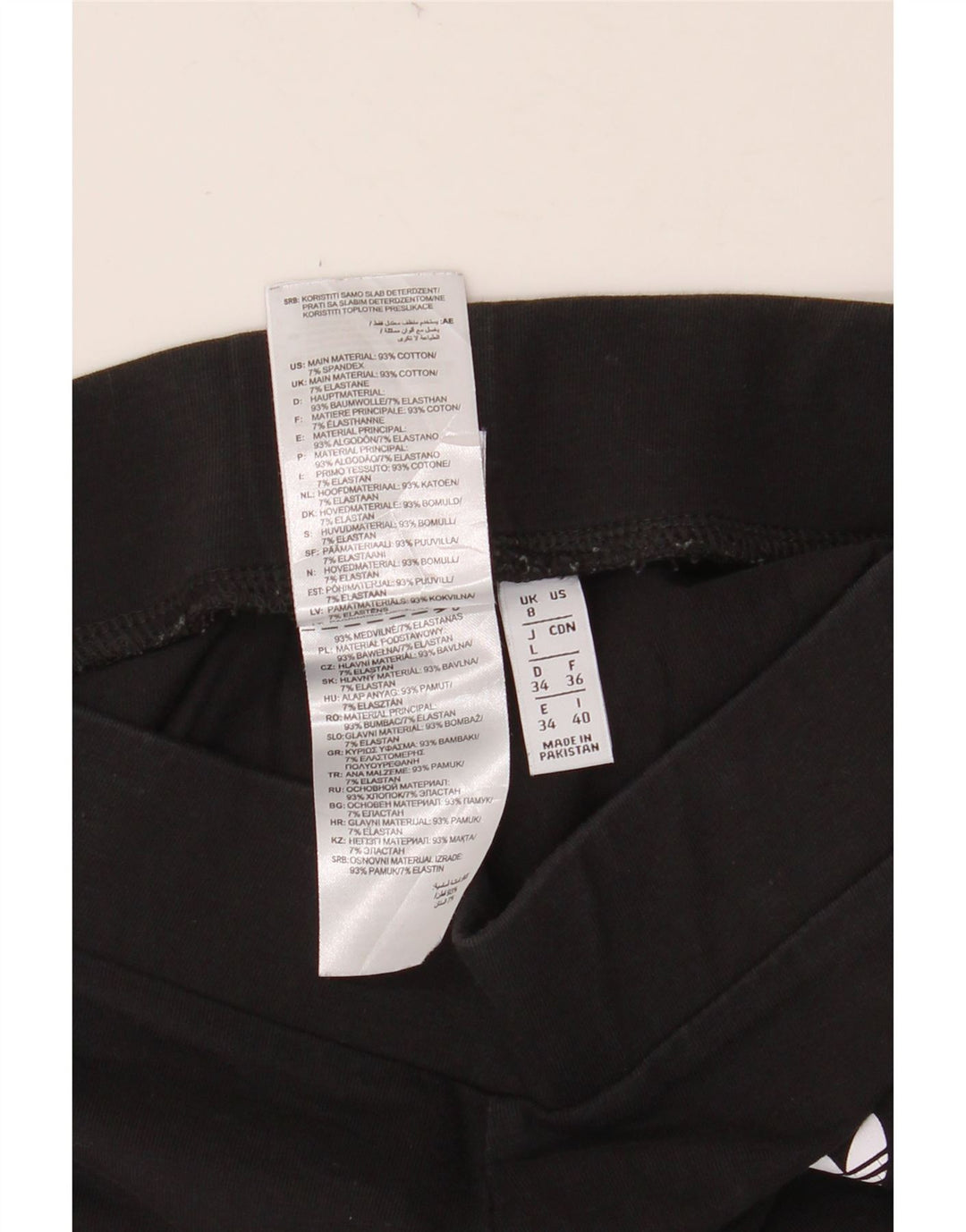 ADIDAS Leggings Femme UK 8 Petit Noir Coton