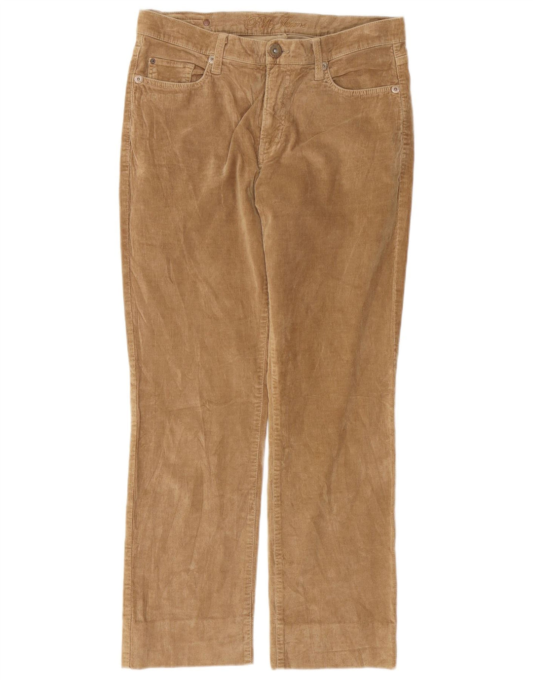 RIFLE Pantalon Droit Femme Velours Côtelé W31 L28 Coton Beige