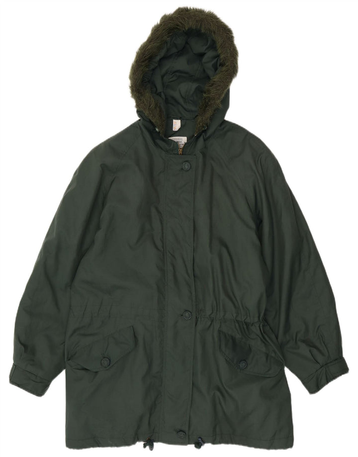 Veste Parka à capuche femme vintage UK 20 2XL Polyester vert