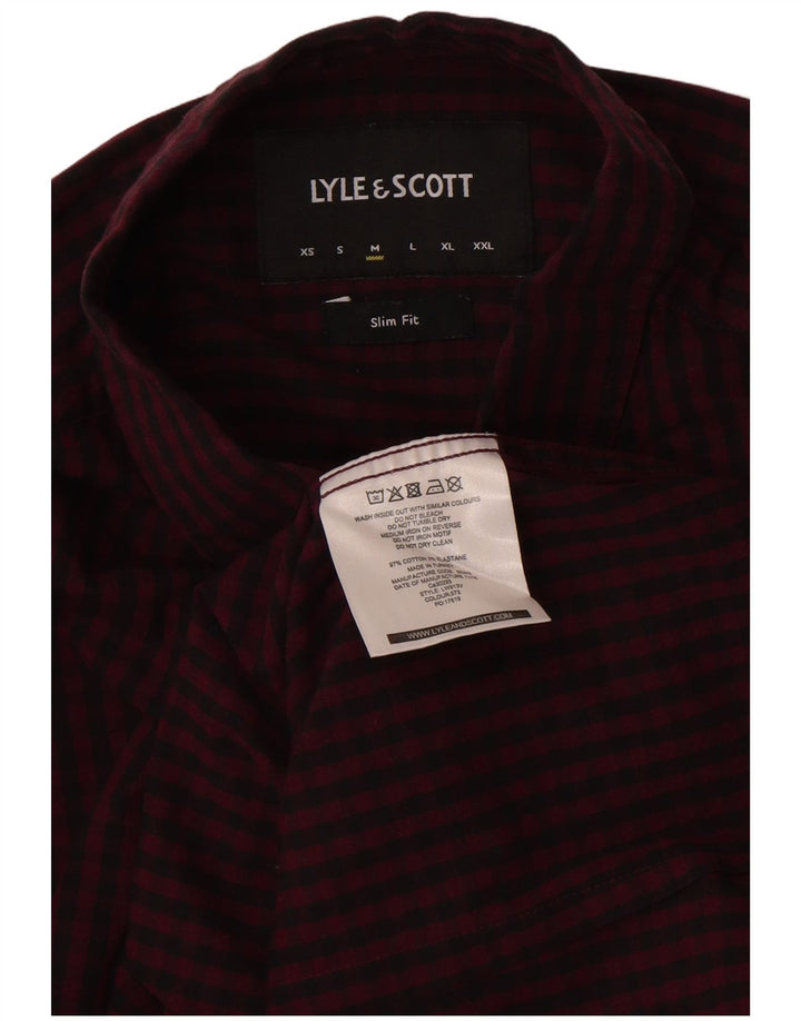 Lyle & Scott Chemise Slim Fit Homme en Coton Vichy Bordeaux Moyen
