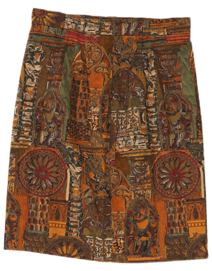 VINTAGE Jupe droite à motif abstrait pour femme W30 Medium multicolore