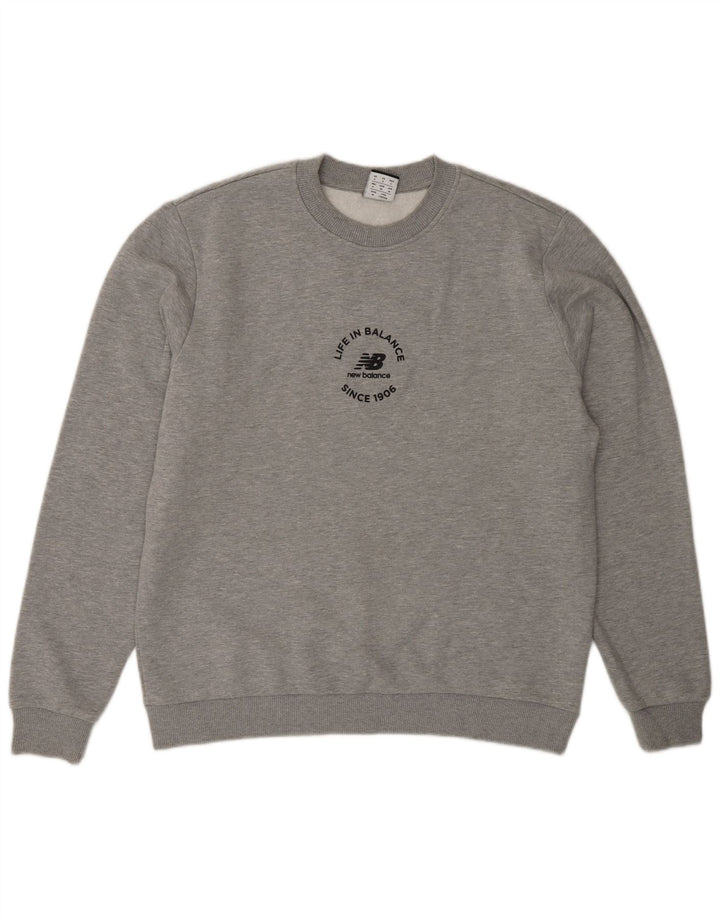 New Balance Sweat-shirt graphique pour homme en coton gris petit