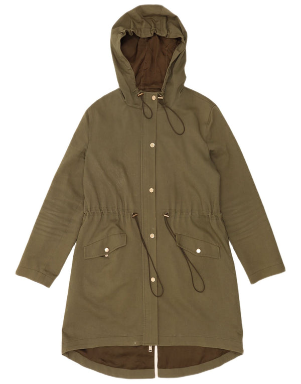 Reiss Veste Parka surdimensionnée à capuche pour femme UK 8 Small Kaki Coton